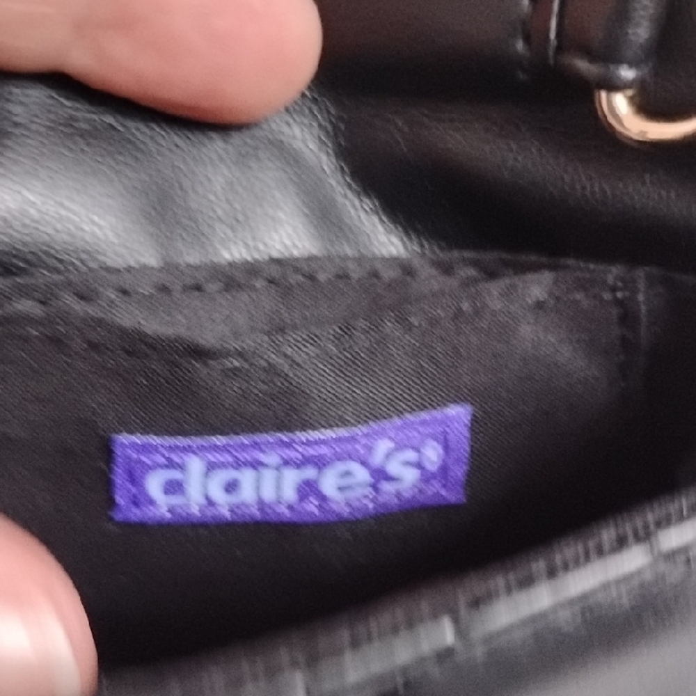 Claire's Black Compact Quilted Luxury Inspired Style Shoulder Crossbody Bag - Picture 5 of 11